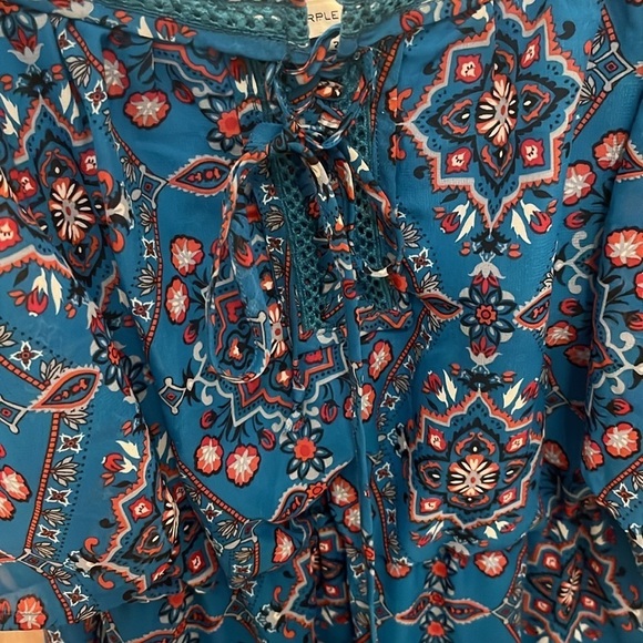 Purple Snow midi off shoulder dress size 2X southwestern Aztec print fit flare - Picture 6 of 12